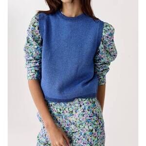 NEW LANHTROPY glitter knitted top in lanh blue